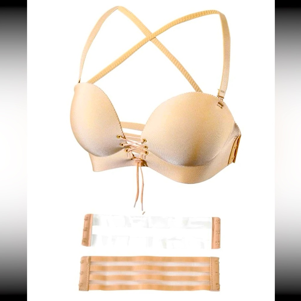 Lace up front Wireless Bra. Wear with or without Straps